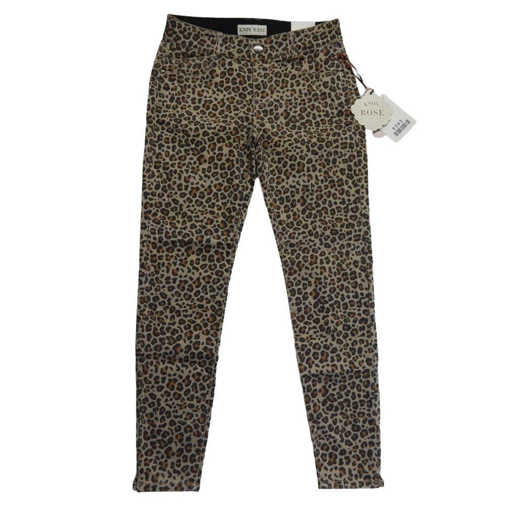 Knox Rose Leopard Cropped Pants Mid Rise Ankle Skinny  Womens Size 8